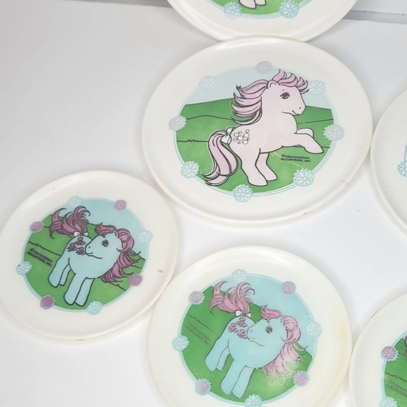 Vintage 1984 MLP My Little Pony Tea Party Plates Saucers Toy Fairy - Picture 4 of 6